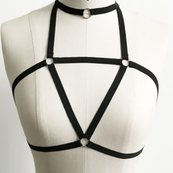 Strappy Sexy Black Cage Bra Harness Bralette - Picture 2 of 4